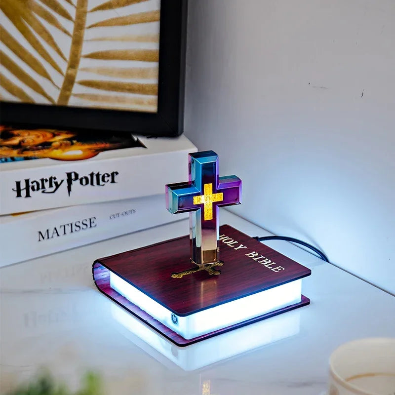 ChristLight- Comforting Levitating Cross w/ Light Up Bible 