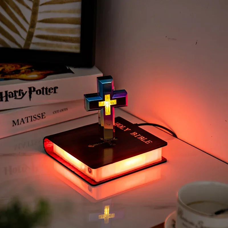 ChristLight- Comforting Levitating Cross w/ Light Up Bible 